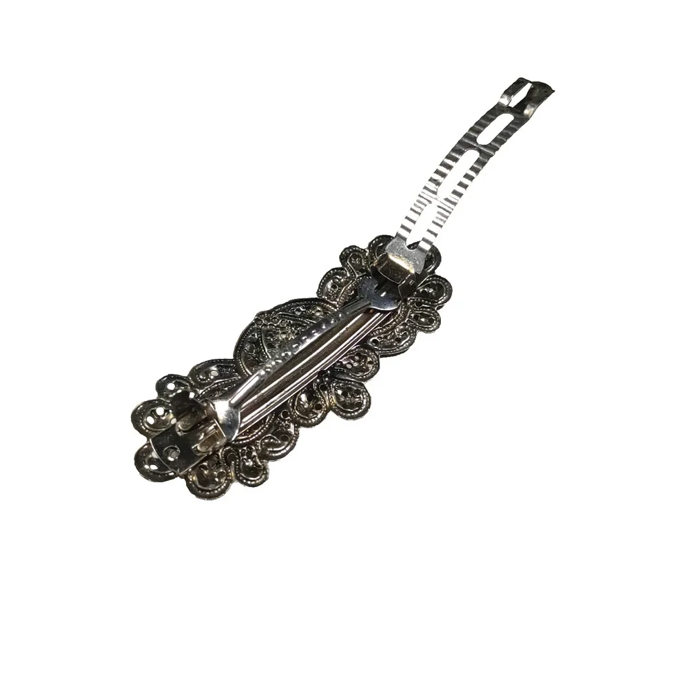 Phillips Silver Tone Thin Metal Light Weight Hair Barrette Tension Clip Art
